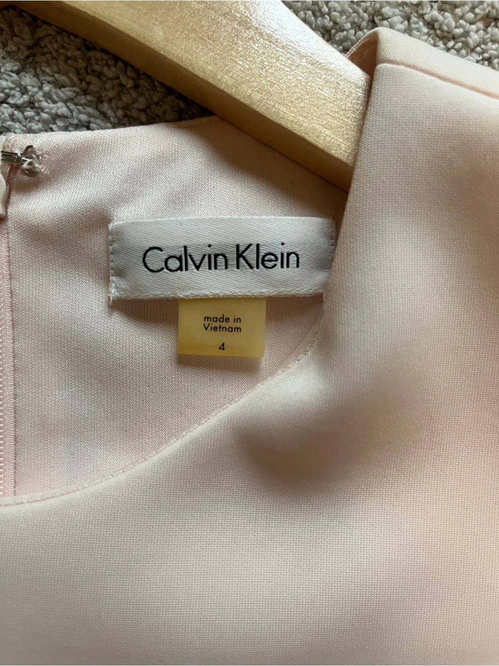 Calvin Klein Sleeveless Colorblock Sheath Dress in Peach, Blush and Black - Picture 3 of 4